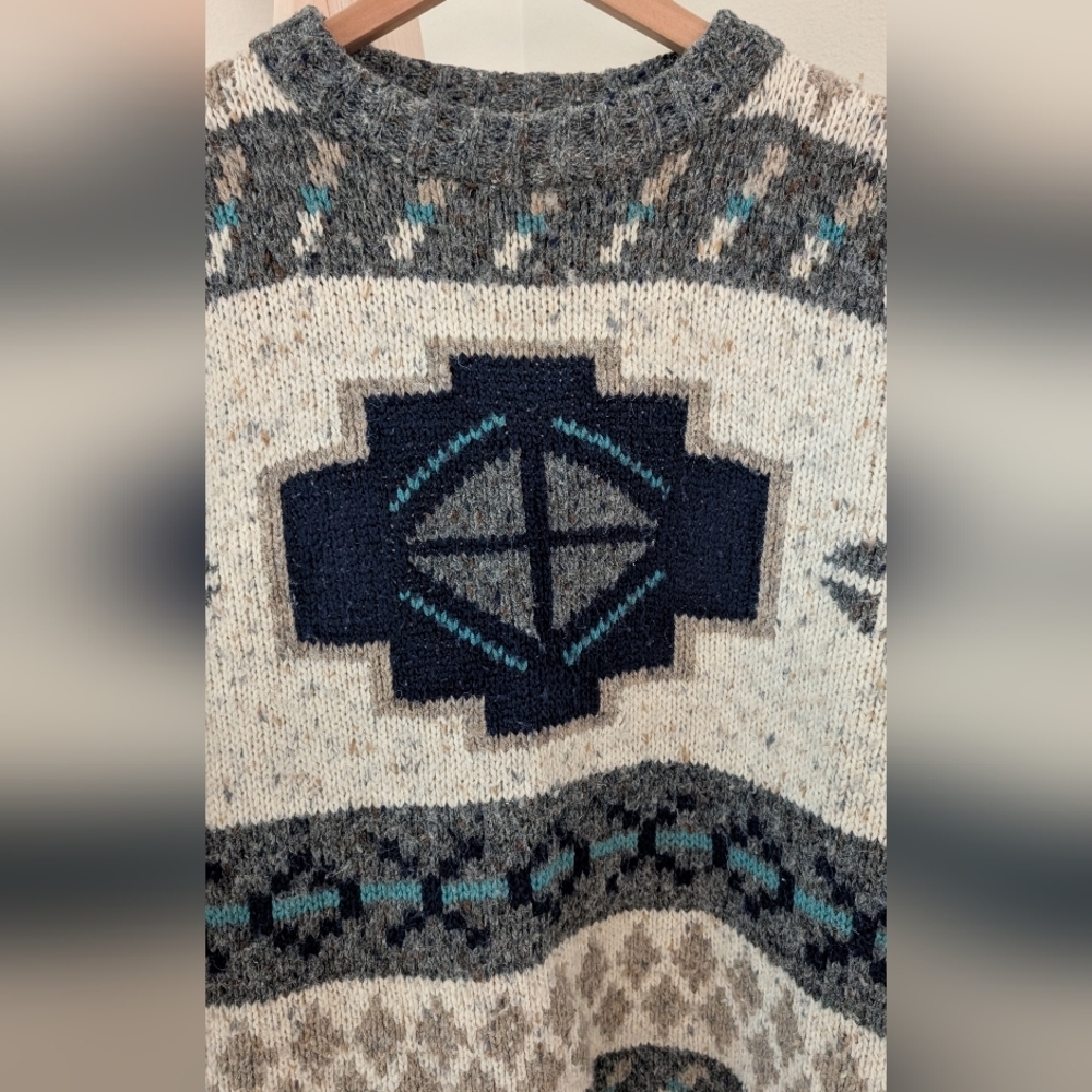 Vintage Chunky Geometric Aztec Patterned Crewneck… - image 3